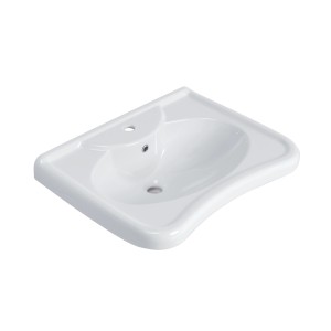 Lavabo t.b.t. in ceramica bianca per il bagno.