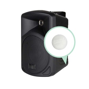 Altoparlante nero con palla Sound Addicted, accessorio per apparecchi audio.