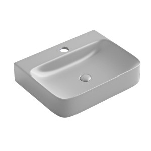Lavabo d'appoggio t.b.t. grigio con foro rubinetto e troppopieno.