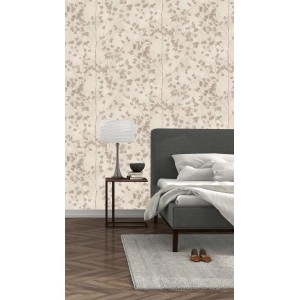 t.b.t. Carta da parati decorativa con motivo a foglie beige e marrone.