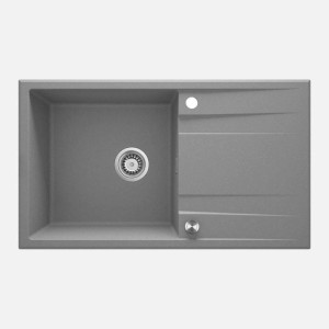 Lavello 1 vasca gocciolatoio Idrostile Güines sifone 500x209 mm grigio met