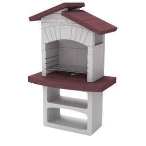 Barbecue in muratura con tetto e ripiano. Ideale per giardino e terrazza.
