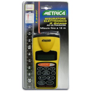Misuratore di distanza a ultrasuoni giallo Metrica per misurazioni fino a 18 m.