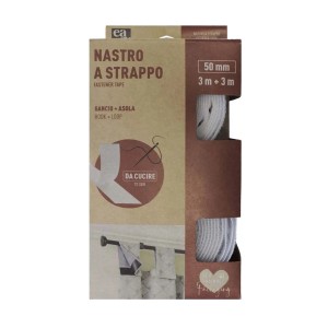 Nastro a strappo da cucire H50 mm bianco 3m gancio + 3m asola