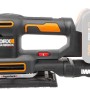Levigatrice multifunzione a batteria Worx 20V WX820.9 Solo con sacchetto raccoglipolvere e batteria.