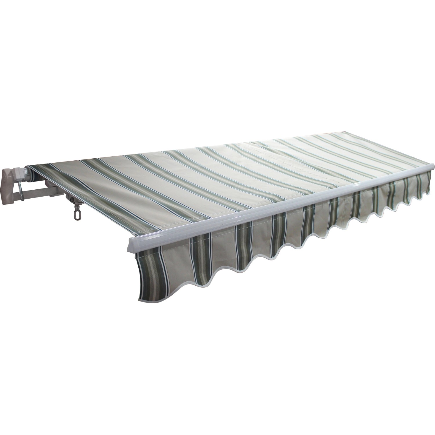 Tenda da sole t.b.t. a strisce per la protezione solare in terrazza.