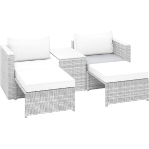 Cuscini di ricambio grigio chiaro per set mobili da balcone Olea. Cuscini per poltrone e sgabelli.