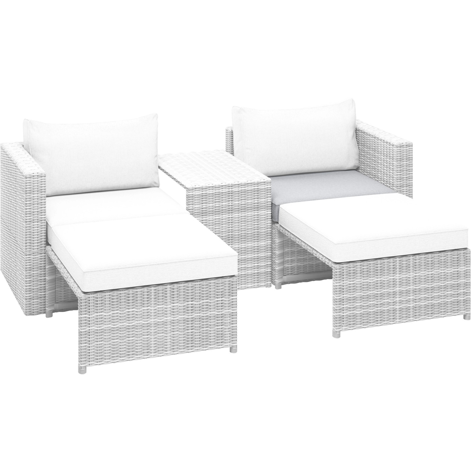 Cuscini di ricambio grigio chiaro per set mobili da balcone Olea. Cuscini per poltrone e sgabelli.