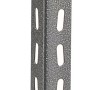 Montante metallico grigio per scaffali con fori.