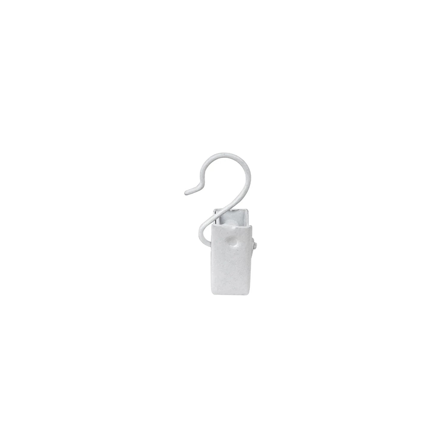 Gancio bianco per tende per binari.