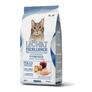 LeChat Excellence cibo secco per gatti sterilizzati con pollo, 1.5kg.