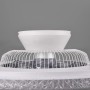 Plafoniera LED bianca con ventilatore e bordo decorativo.