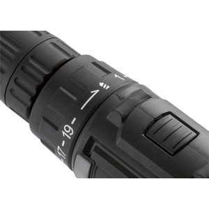 Dettaglio: Avvitatore a batteria CMI C-ABS-12 Li A con impostazioni di coppia.