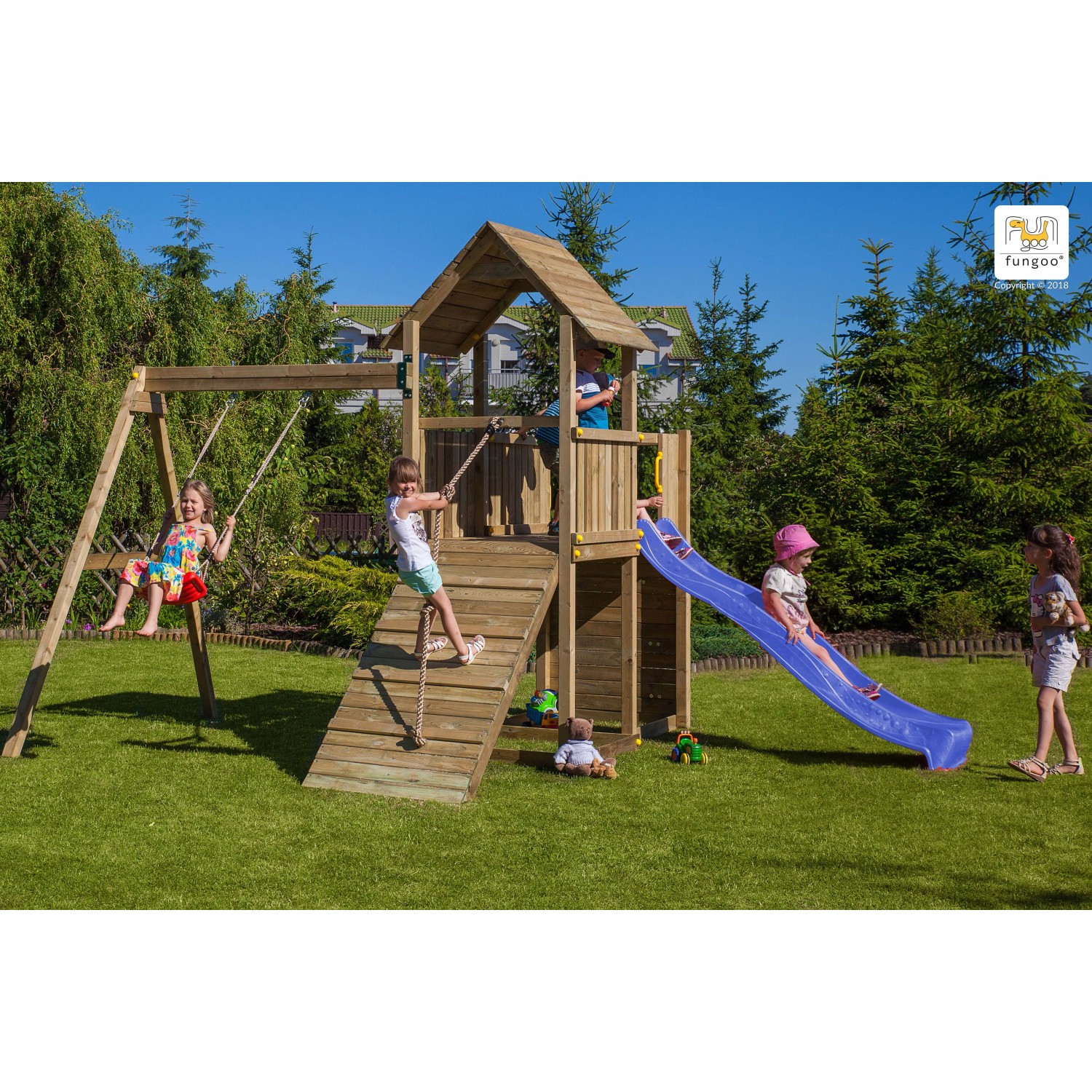 Gioco da giardino Carol 3 con scivolo e altalena 310x460xh282 cm_2