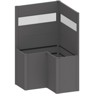 Biohort Paravento Belvedere a L, 2 pezzi, verde scuro metallizzato con vetro acrilico.