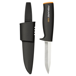 Coltello universale Fiskars K40 con fodero, coltello multiuso per giardino, campeggio e attività all'aperto.