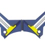 Morsetto per angoli LUX Classic per un serraggio preciso a 90°. Utensile di serraggio blu e giallo.