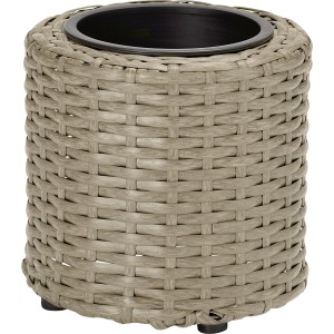 Vaso decorativo grigio (Ø 17 cm) effetto rattan per interni ed esterni.
