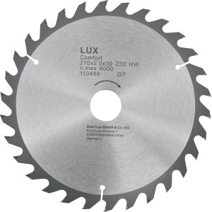 Lama per sega circolare LUX Comfort, 210x2.0x30 Z30 HW, per seghe circolari e troncatrici.