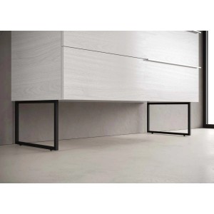 Gambe nere per mobili sotto un mobile lavabo bianco. Accessorio per mobili da bagno.