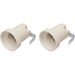 Due portalampade bianche t.b.t. Portalampade con staffe metalliche.