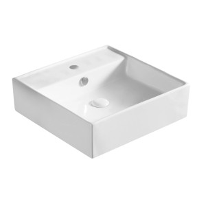 Lavabo da appoggio rettangolare bianco, ideale per bagni moderni.