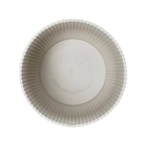 Vaso di fiori Elho Vibes Fold, Ø 25 cm, bianco seta, con motivo a coste moderno.