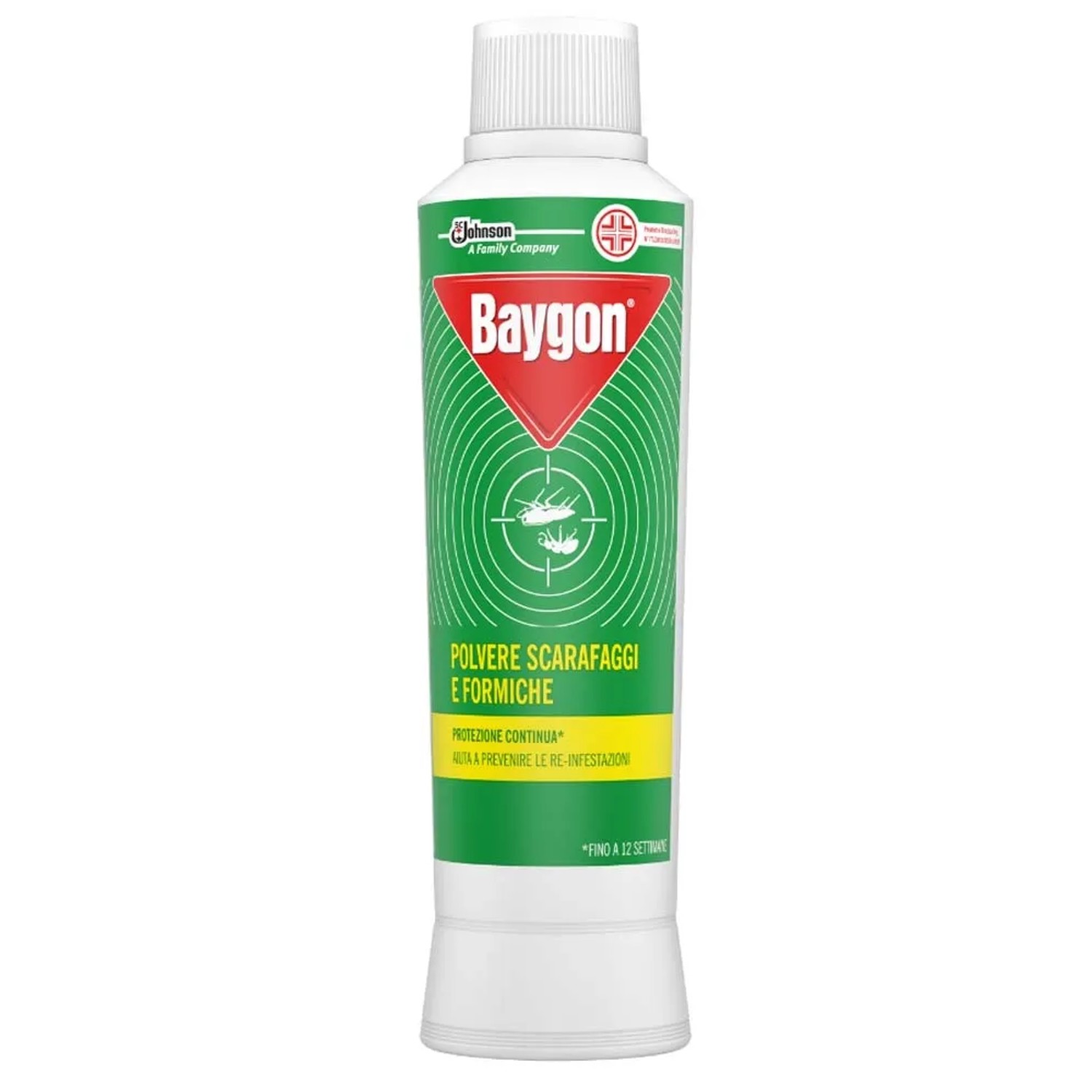 Baygon formiche, flacone con polvere per il controllo di scarafaggi e formiche.