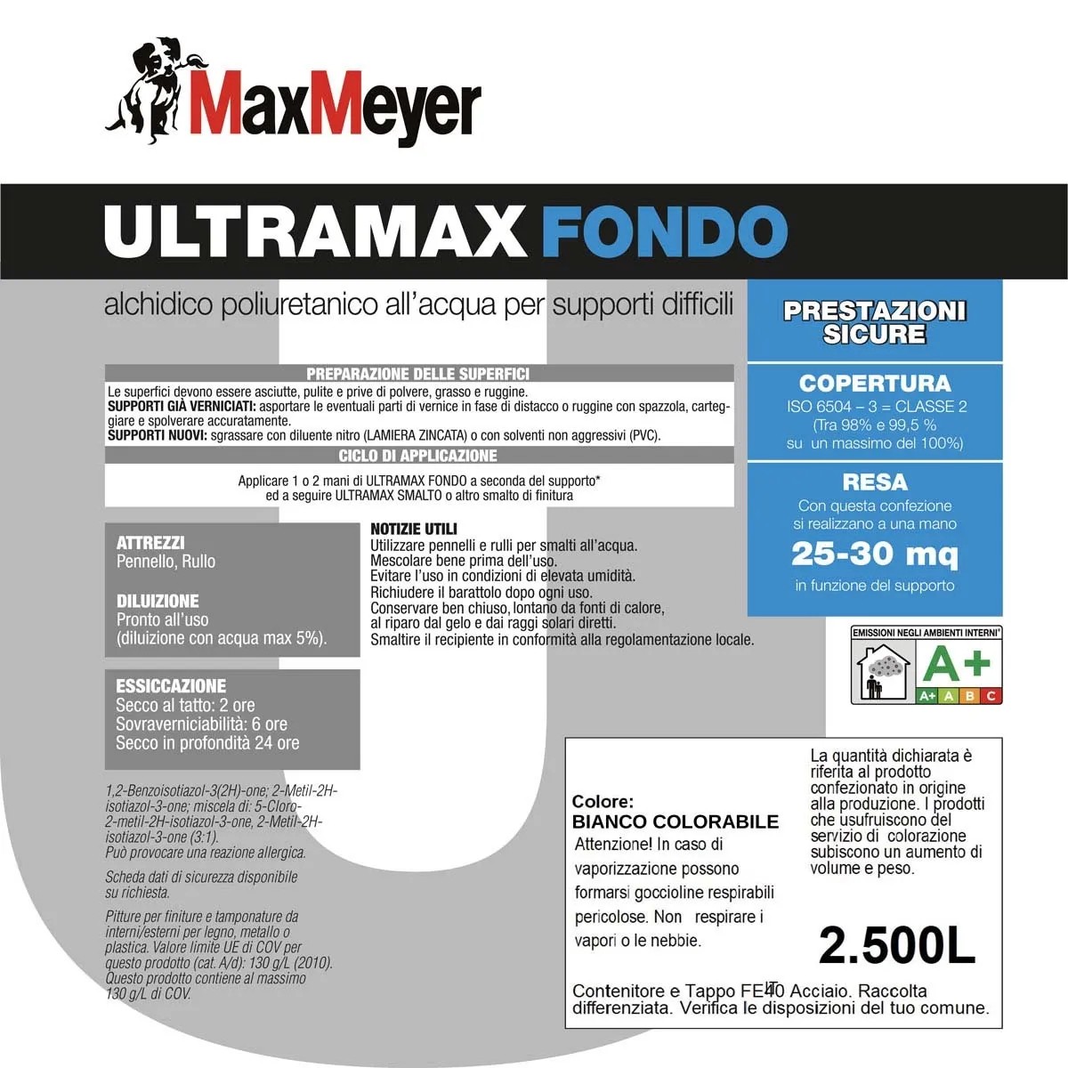 Fondo Alchidico MaxMeyer Ultramax Poliuretanico Supporti Difficili Bianco 2 5 L