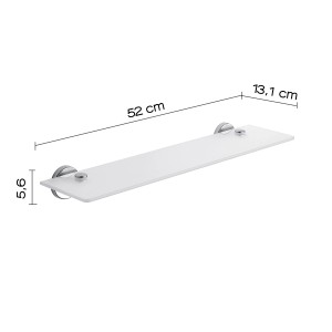 Mensola a muro t.b.t. con supporti cromati, larghezza 52 cm, per accessori bagno e decorazioni.