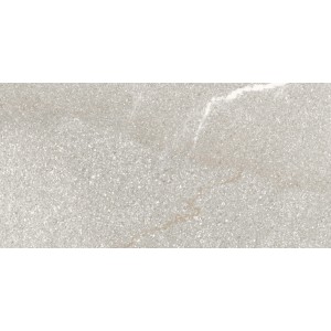 Piastrella per pavimenti chiara con superficie screziata.