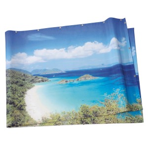 Copertura balcone Südsee con motivo spiaggia, 90x500 cm, per protezione da vento e privacy.