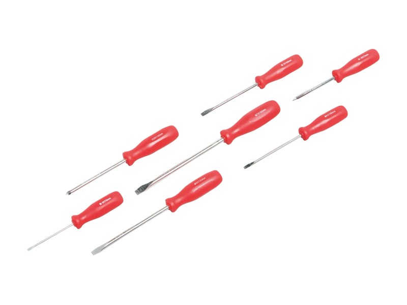 Set Di 4 Cacciaviti Extra Lunghi 450 Mm - PH1, PH2, Piatto 4 Mm E 6 Mm, In Acciaio Cromo-vanadio, Impugnatura Ergonomica