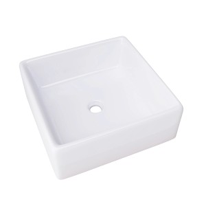 Lavabo d'appoggio quadrato bianco t.b.t. per bagni moderni.