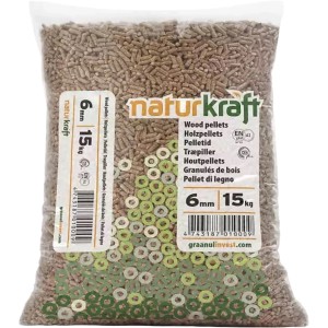 Sacco di pellet di legno Naturkraft, 15 kg, per riscaldamento a pellet e stufe.