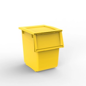 Contenitore/Box t.b.t. giallo con coperchio per stoccaggio.