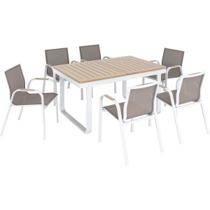 Tavolo allungabile da giardino Butterfield allu beige 155/246x100x75.5 cm