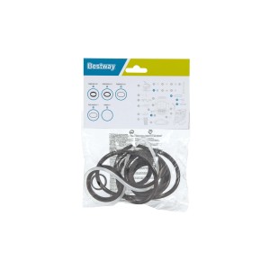 Anelli di tenuta Bestway per accessori piscina, varie misure in bianco e nero.