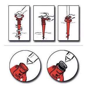 Illustrazione sull'uso di un picchetto da terra t.b.t. per ombrelloni.