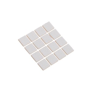 16 feltrini autoadesivi quadrati (22x22mm) per proteggere pavimenti e mobili.