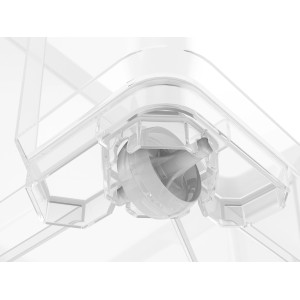 Dettaglio di una staffa a rulli trasparente t.b.t. per Contenitori.