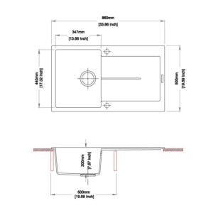 Disegno tecnico lavello: Misure e viste del lavello in acciaio inox t.b.t.