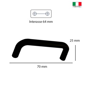Set 2 maniglie in zama interasse 64 mm nero opaco