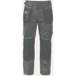 Pantaloni da giardinaggio t.b.t. verdi con ginocchia rinforzate e tasche pratiche.
