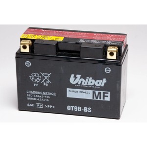 Batteria moto Unibat CT9B-BS, 12V, per impianto elettrico moto.
