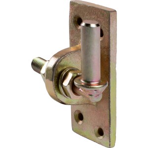 Cardine a perno regolabile zincato giallo, Ø 13 mm, per fissaggio con banda forata.