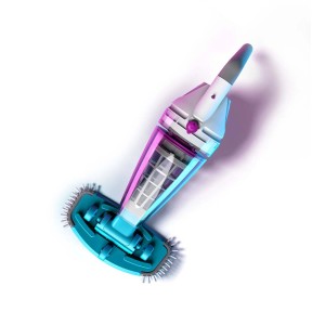 Aspiratore per piscina cordless blu e bianco per la pulizia della piscina.