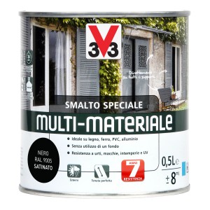 Barattolo di smalto t.b.t. multi-materiale, nero, satinato. Ideale per legno, metallo, PVC.
