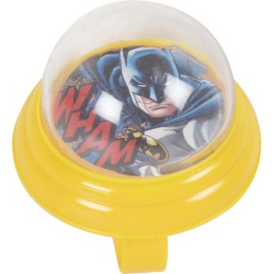 Campanello per bicicletta giallo con motivo Batman per bici da bambino.