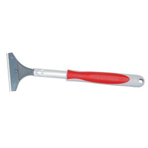 t.b.t. strumento per lisciare o rimuovere materiale, manico rosso-grigio.